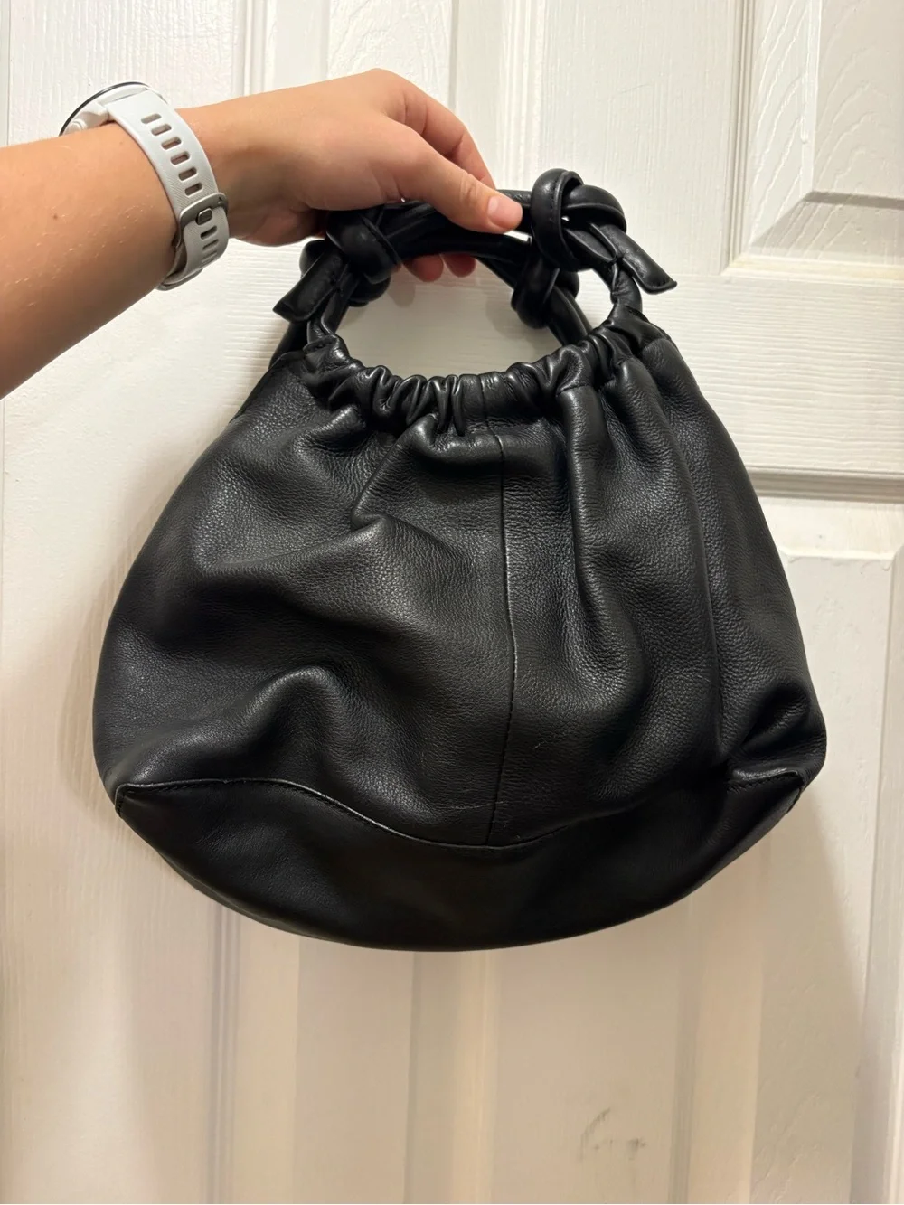NWT Mango Black Knot-Handle Leather Bag